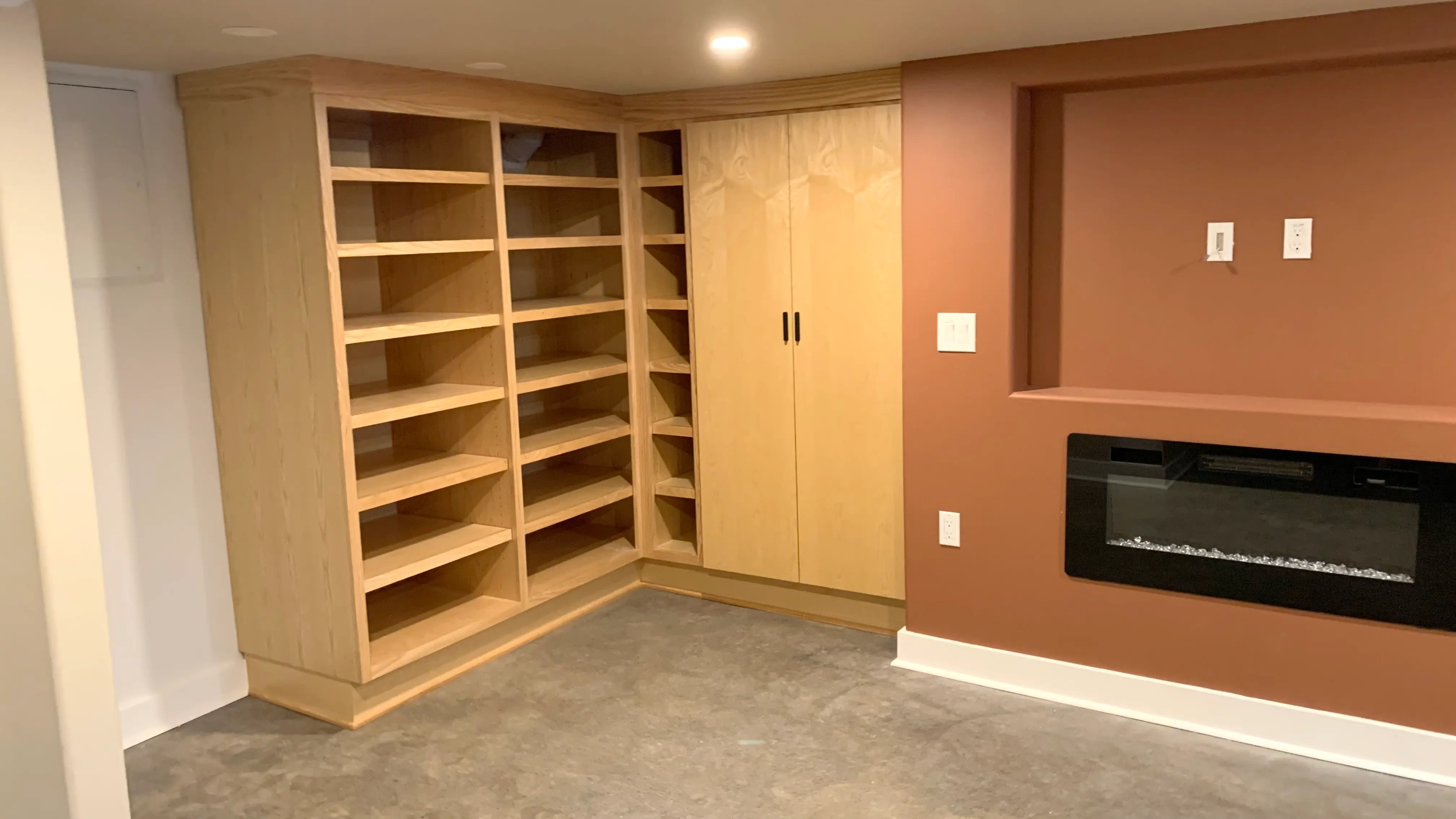 Remodeled basement to an office.