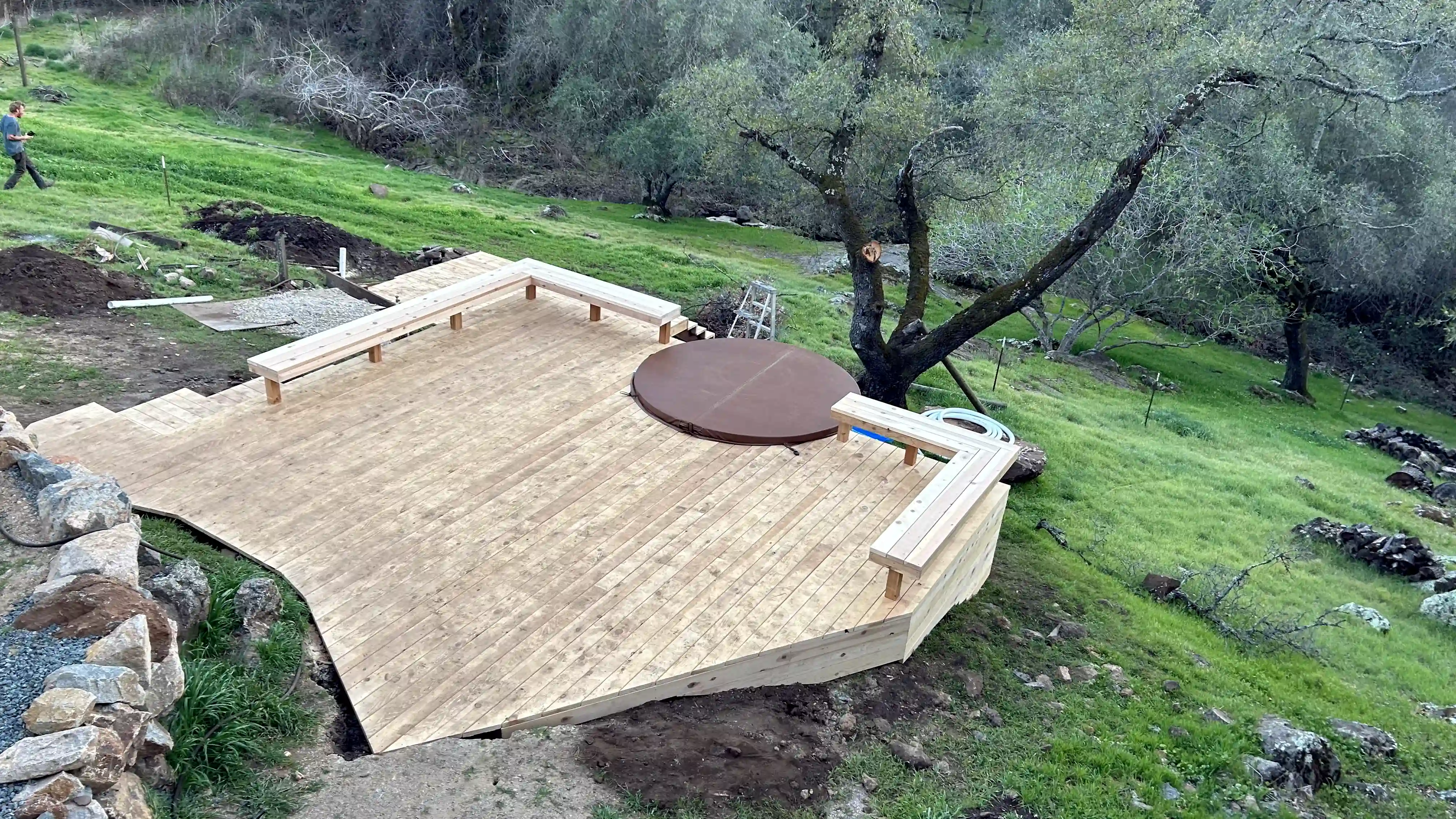 Deck 2.2 Hot Tub from a distance.